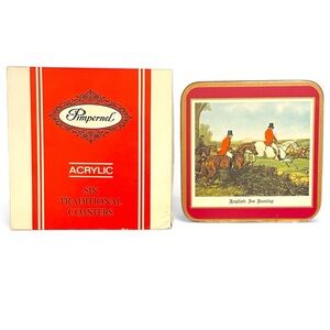 Set of 6 Collectible Vintage Pimpernel Coasters English Fox Hunting